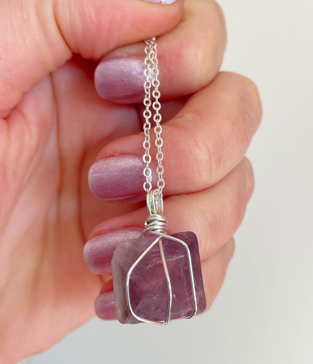 Purple Fluorite sterling silver pendant