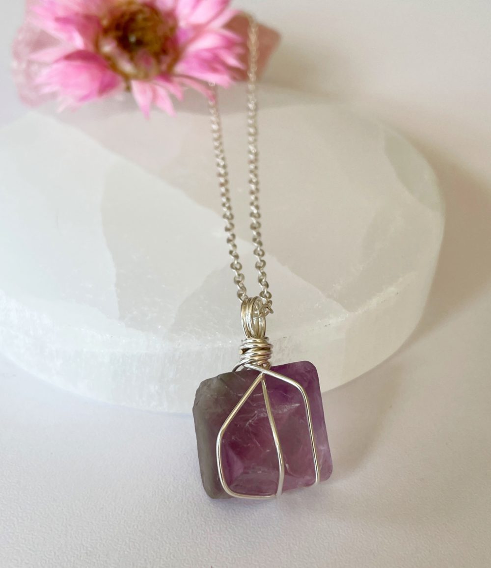 Purple Fluorite sterling silver pendant - Image 2