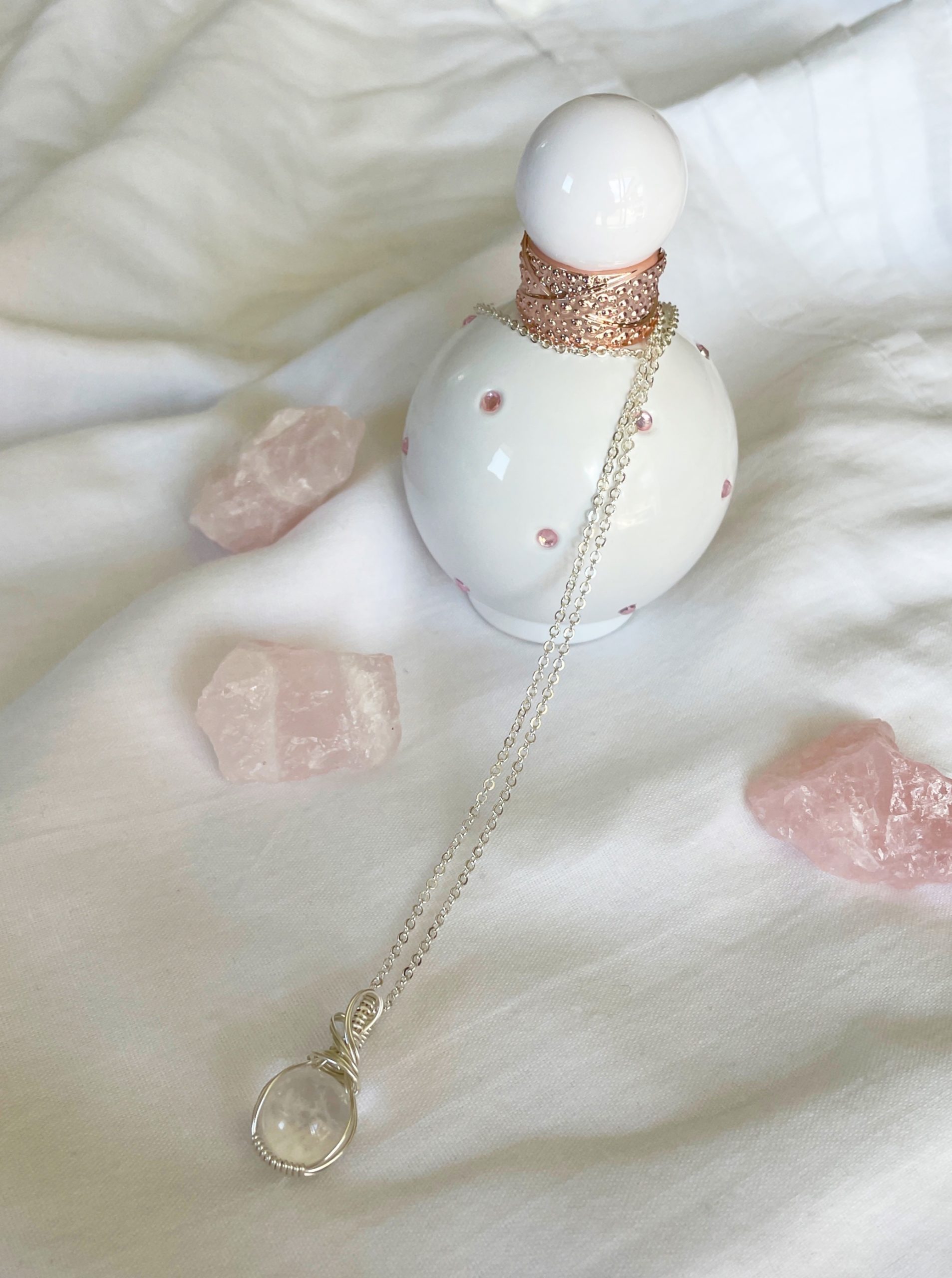 Clear Quartz sphere wrapped in sterling silver, sterling silver clear