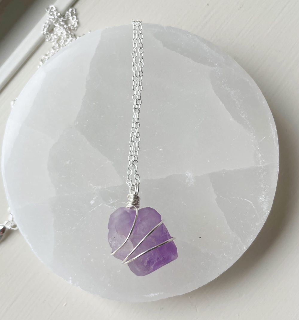 Amethyst flower sterling silver pendant - Image 2