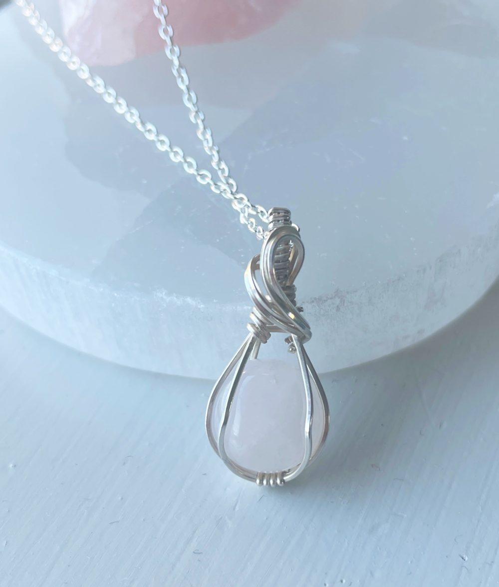 Rose Quartz wrapped in sterling silver - Image 3