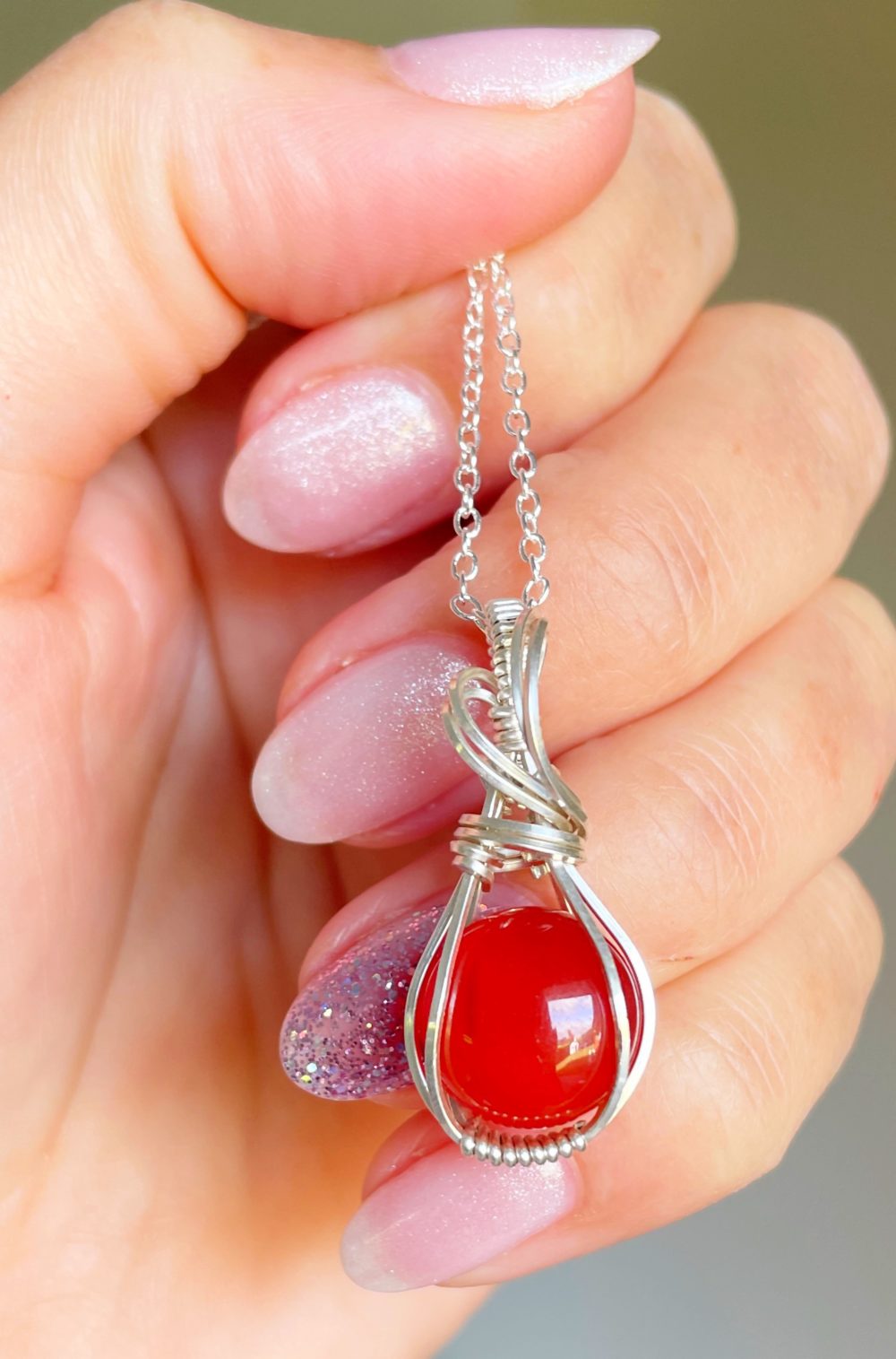Carnelian silver mini pendant - Image 3