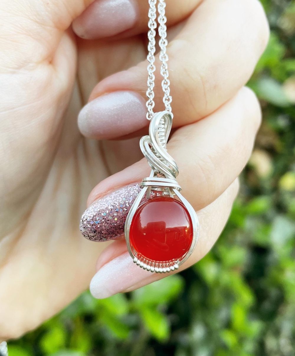 Carnelian silver mini pendant