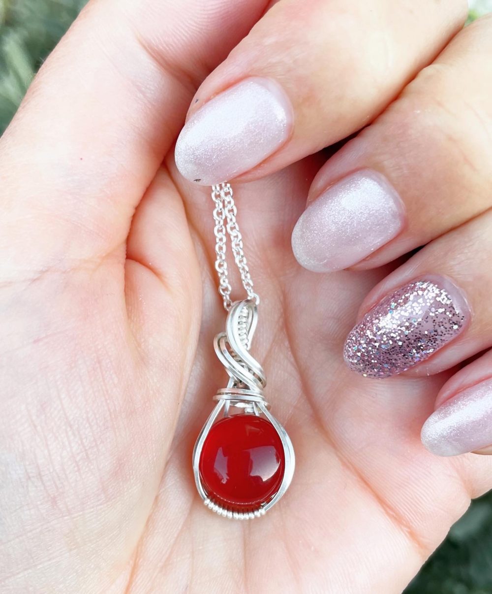 Carnelian silver mini pendant - Image 2