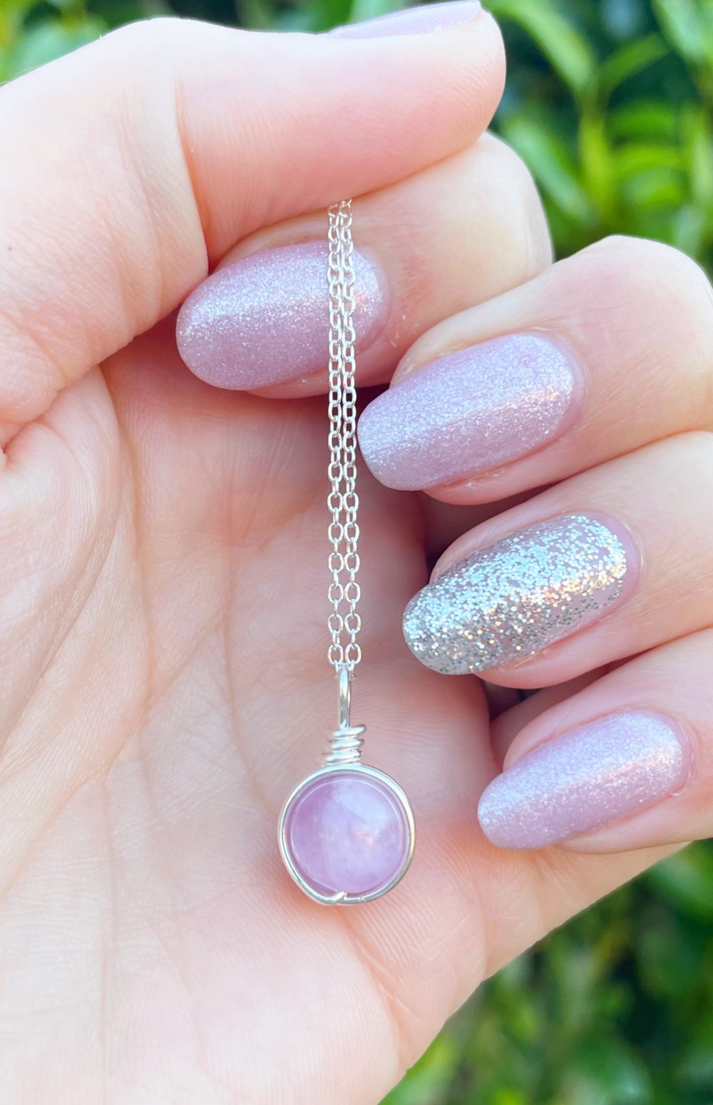 Kunzite silver petite pendant