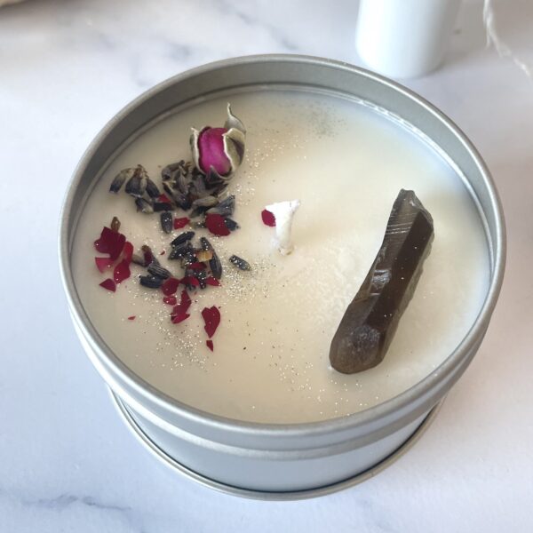 Reiki infused crystal candle