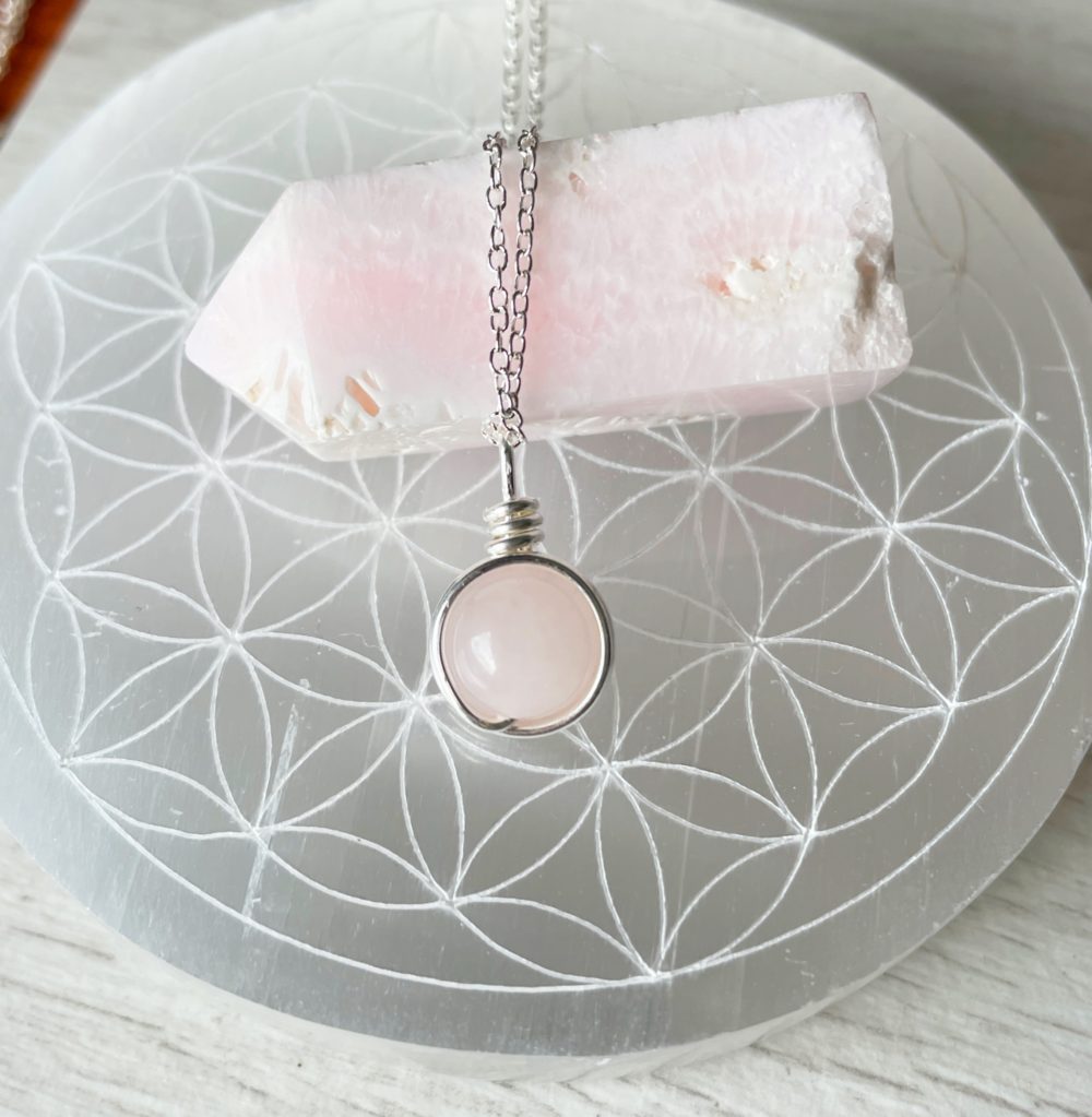 Rose Quartz silver petite pendant - Image 2