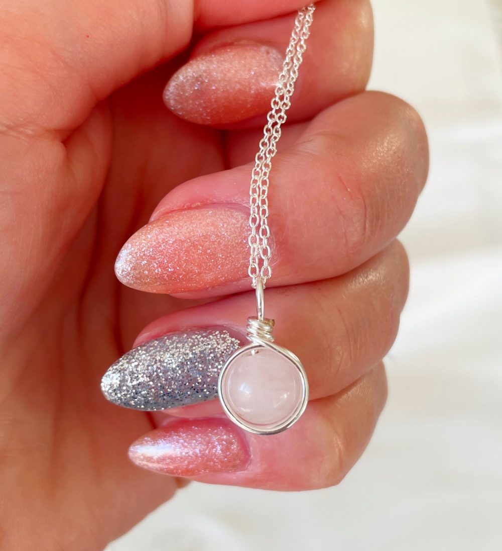 Rose Quartz silver petite pendant