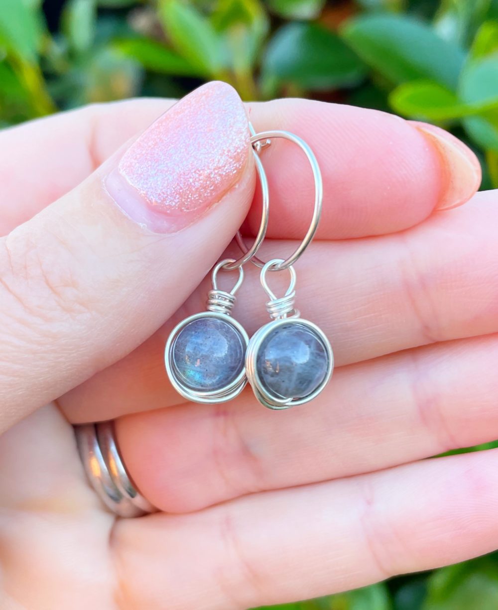 Sterling silver petite crystal hoops - Image 6