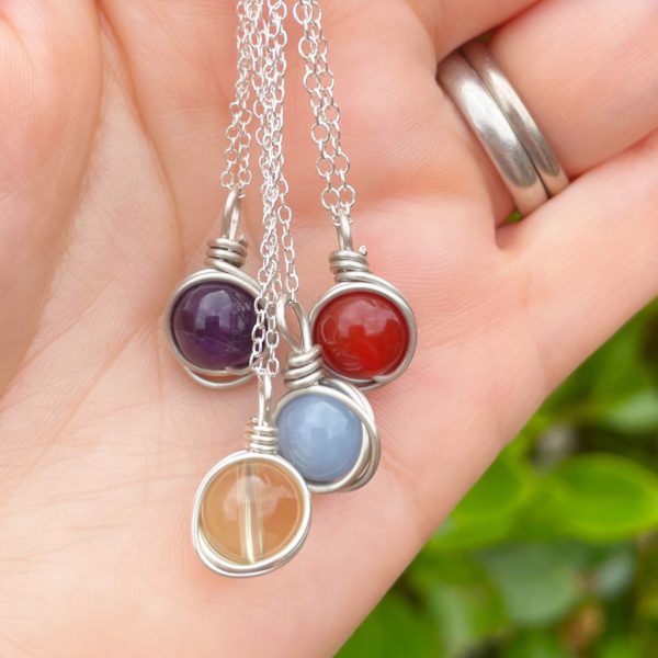 Sterling silver petite crystal pendant