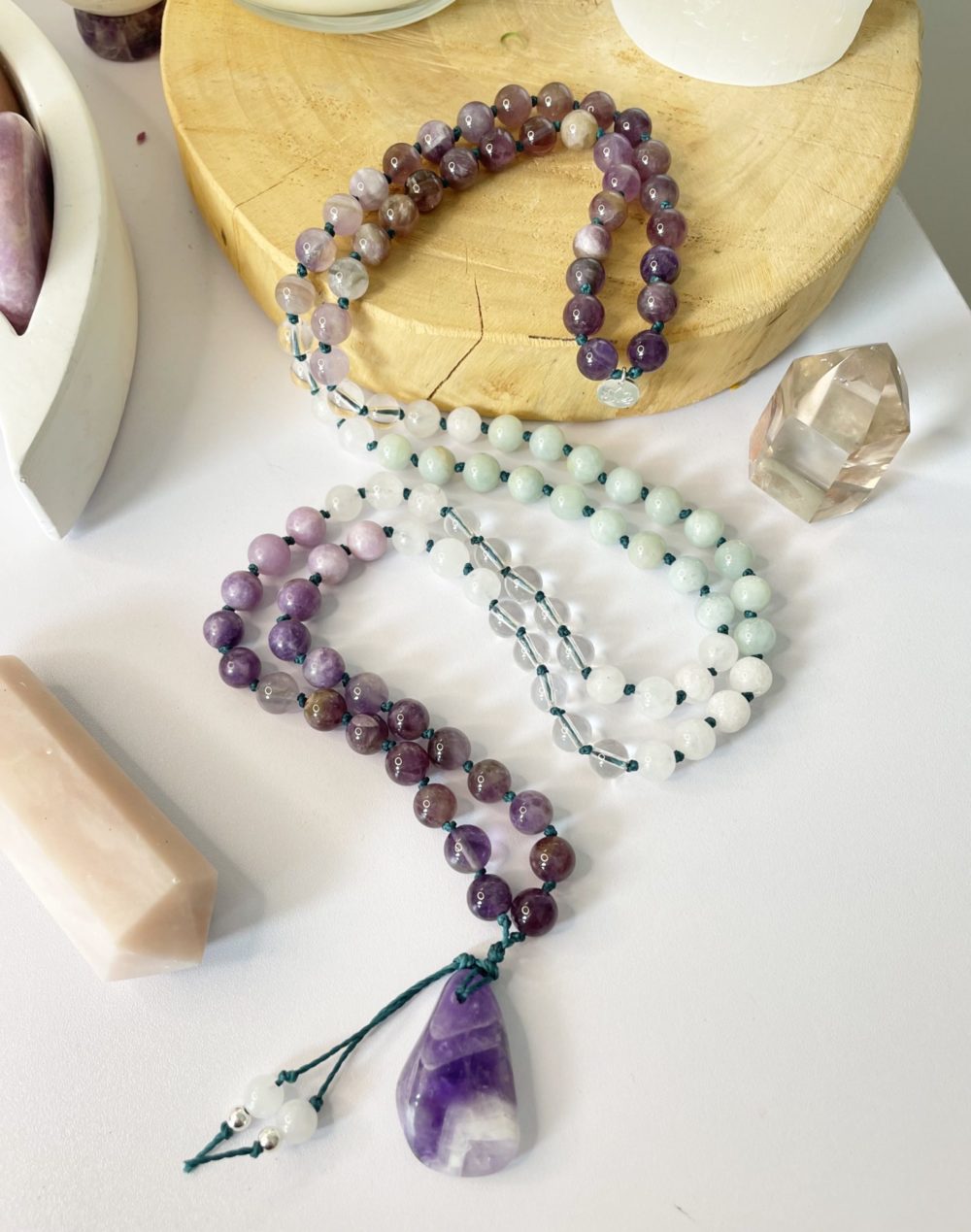 Purple amethyst 108 bead Mala - Image 3