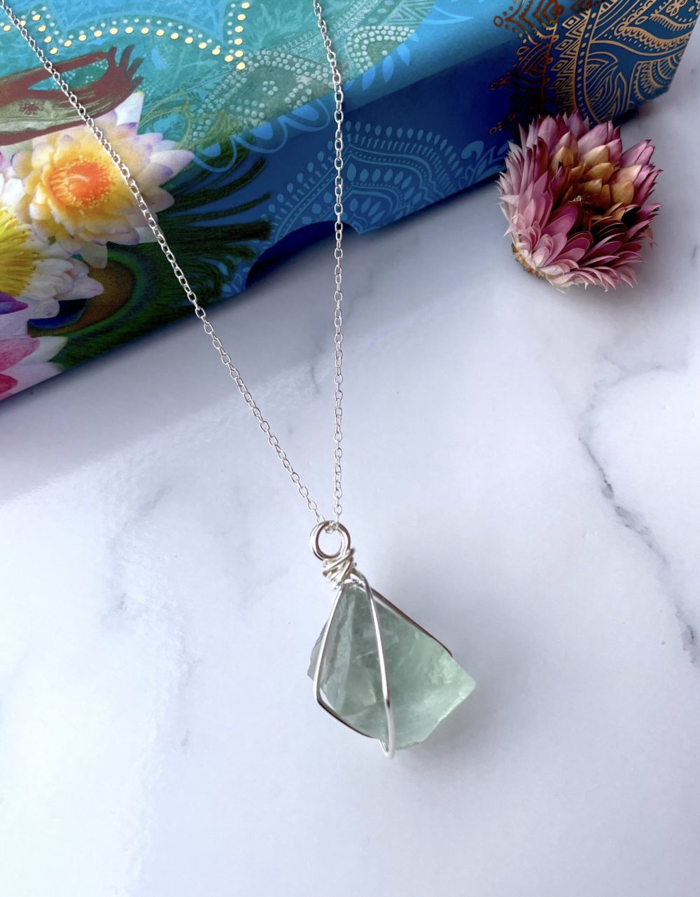 Green Fluorite wire wrapped pendant.