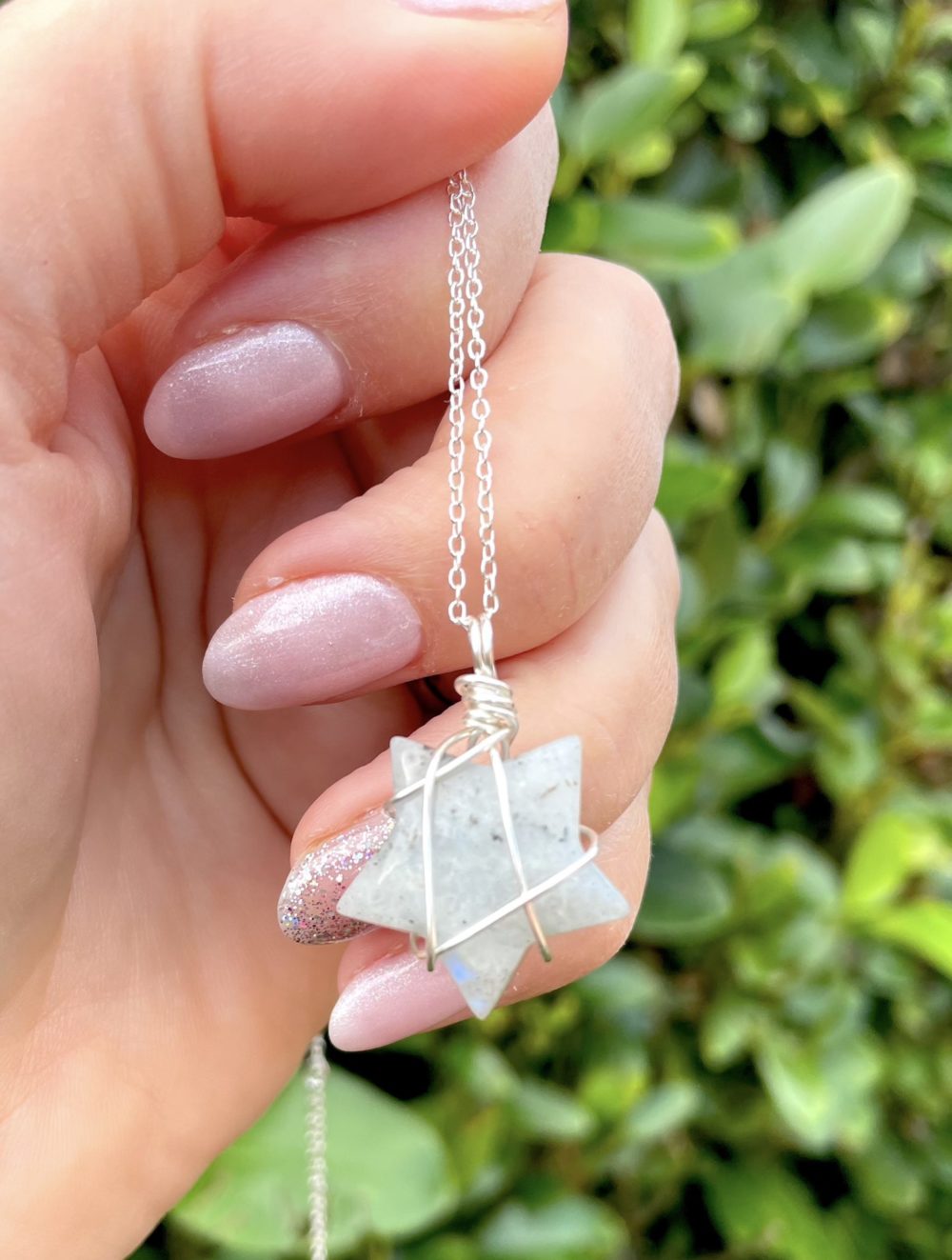 Labradorite wire wrapped star pendant