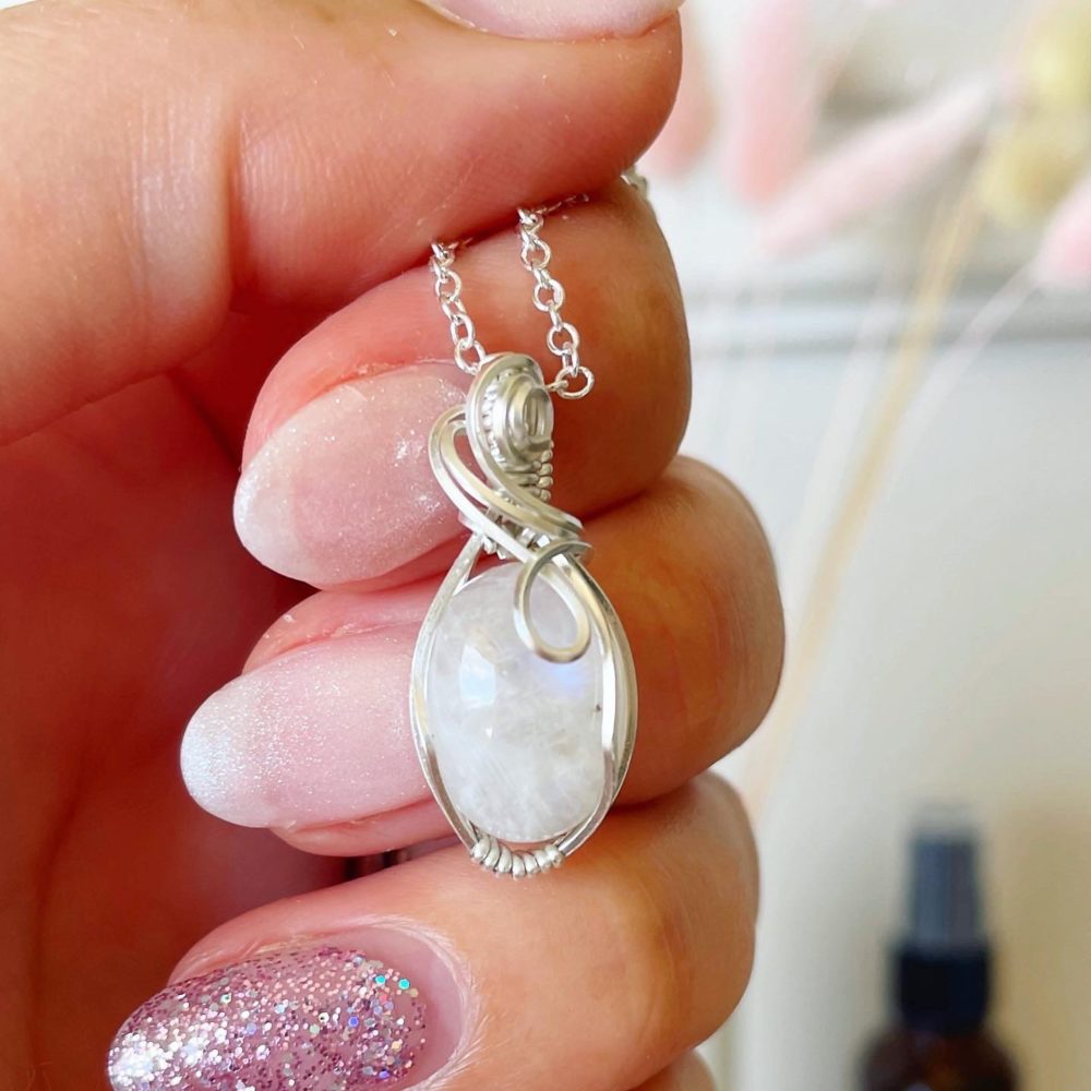 Moonstone silver wrapped pendant - Image 2