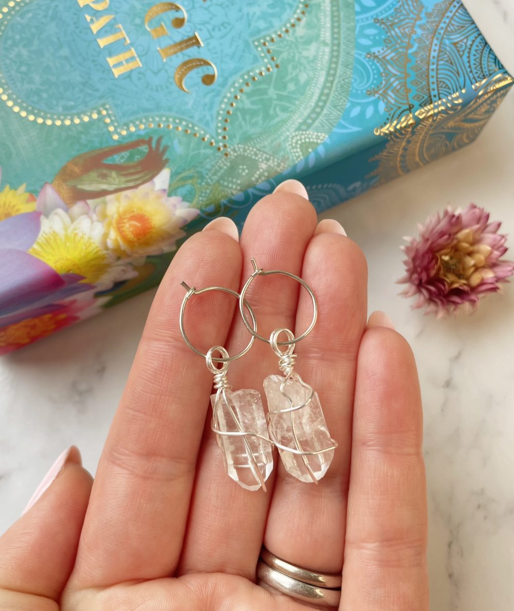 Clear Quartz raw earrings - Image 4