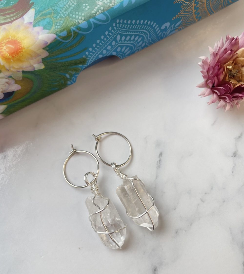 Clear Quartz raw earrings
