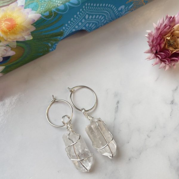Clear Quartz raw earrings