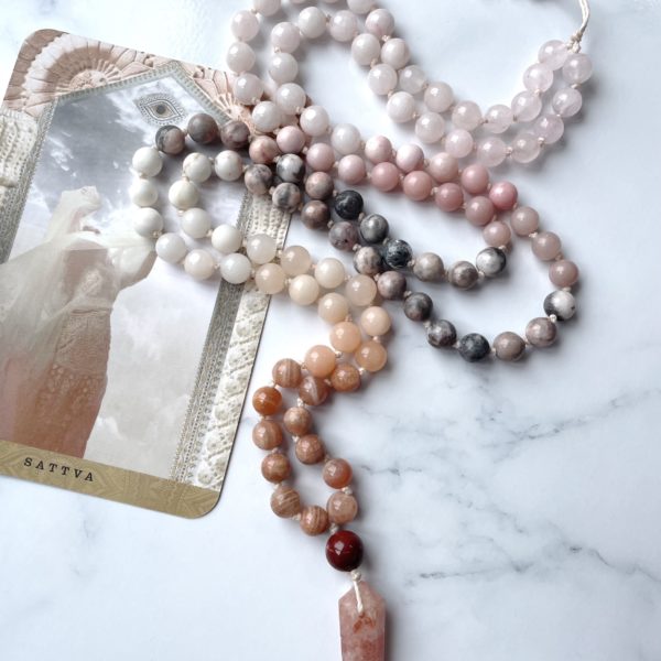‘Sattva’ 108 mala, mala beads, uplifting crystal mala, crystal mala beads
