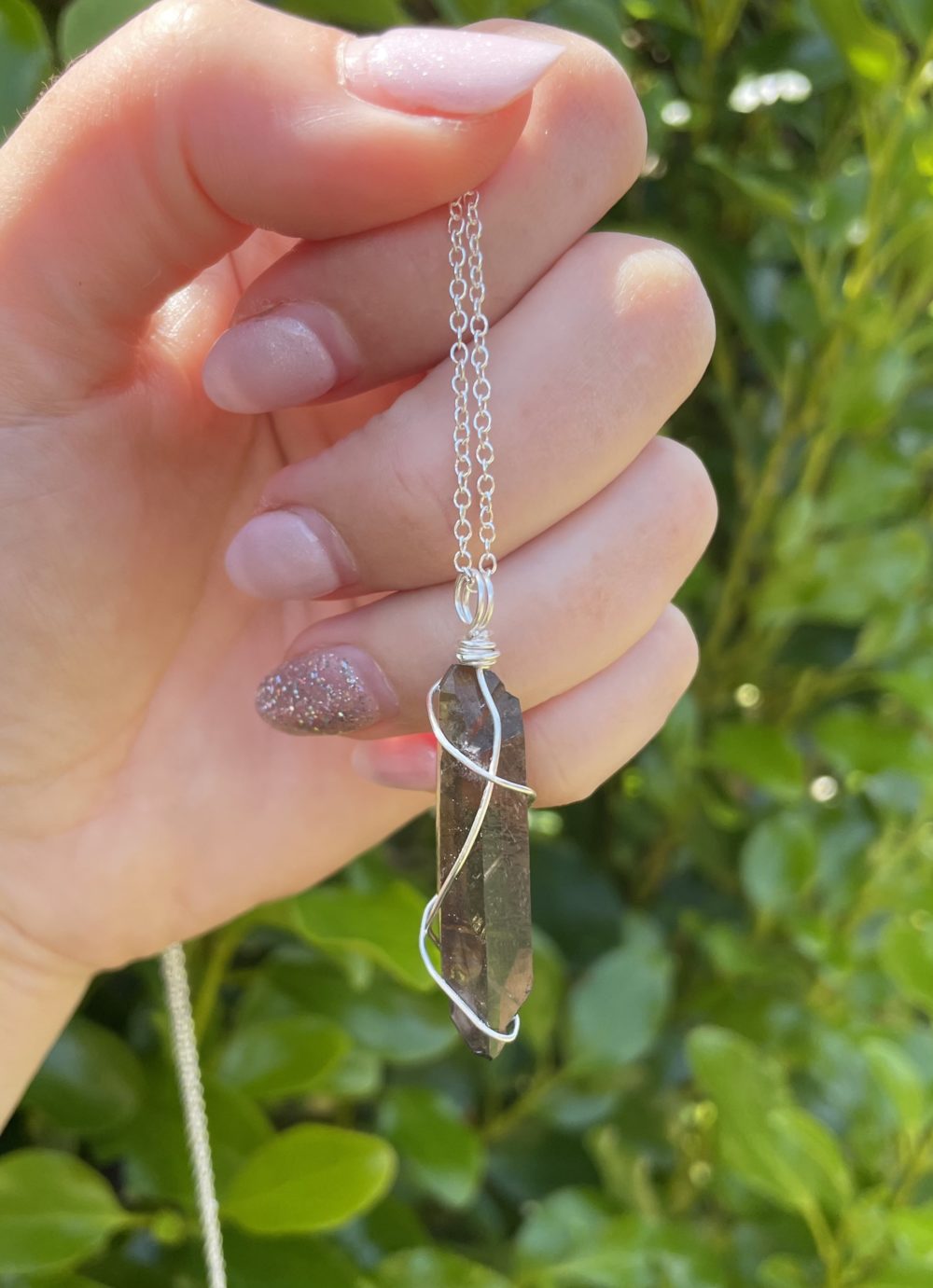 Smokey Quartz raw wire wrapped pendant