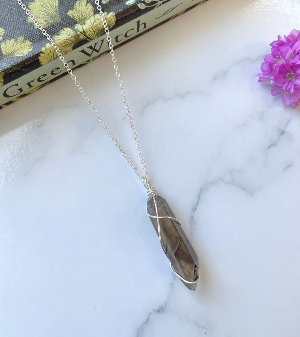 Smokey Quartz raw wire wrapped pendant - Image 2