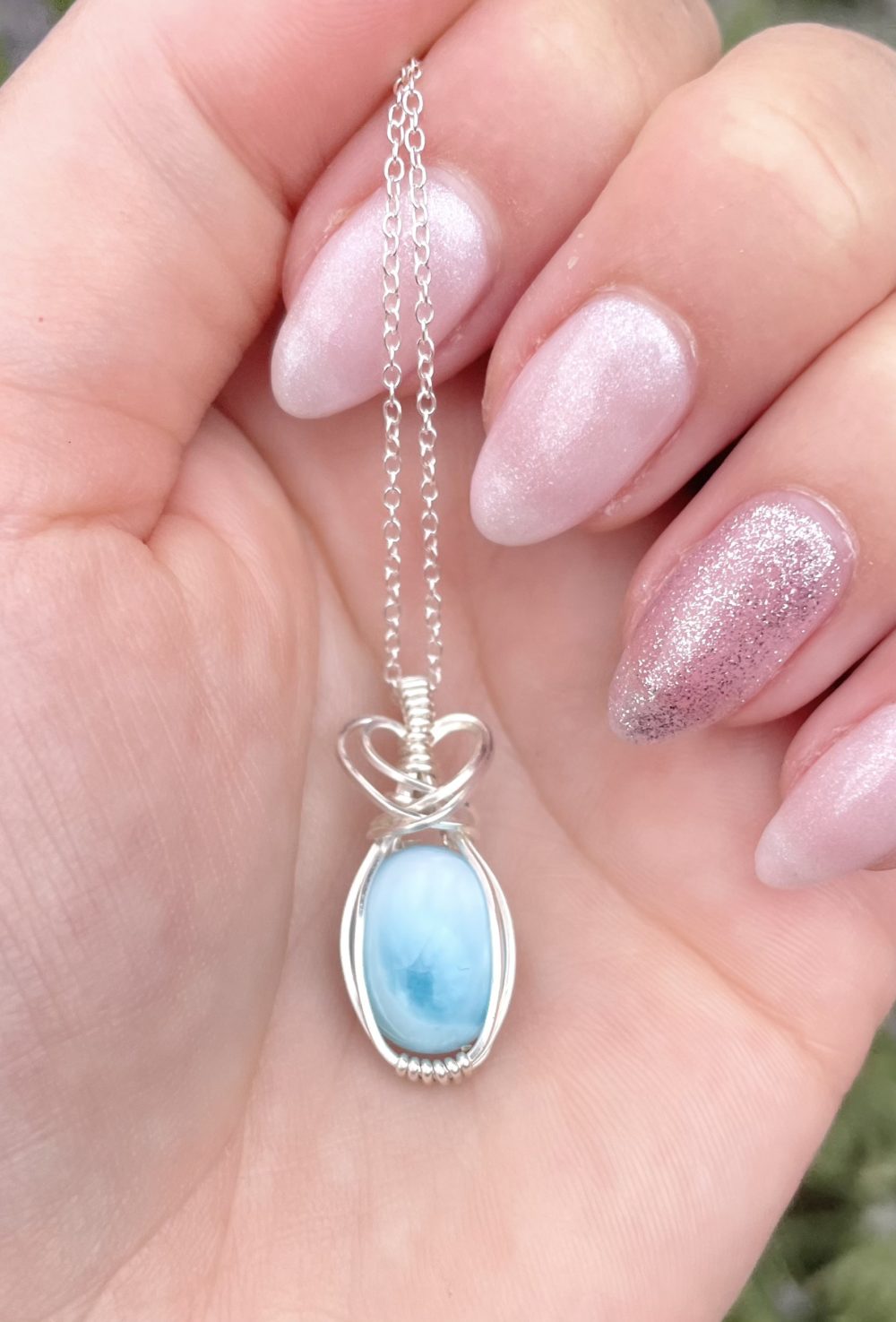 Larimar mini sterling silver pendant