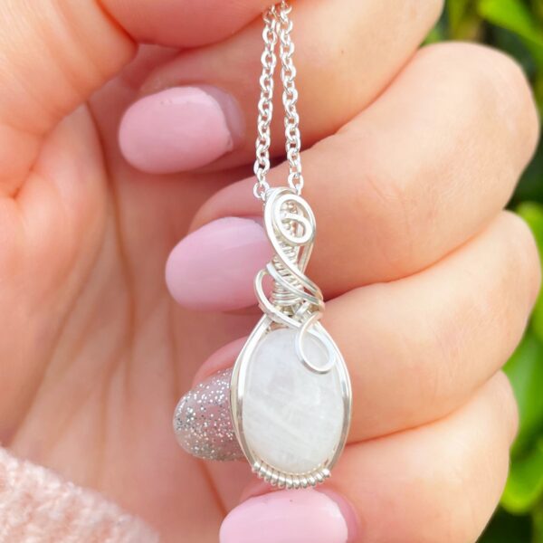 Moonstone silver wrapped pendant