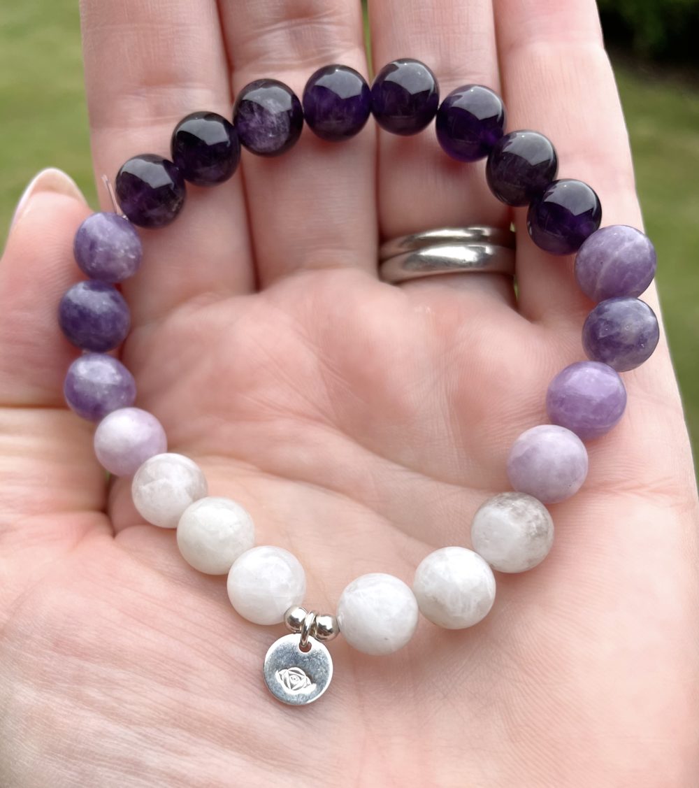 Ajna Chakra Bracelet with Amethyst, Lepidolite, and Moonstone - Image 2