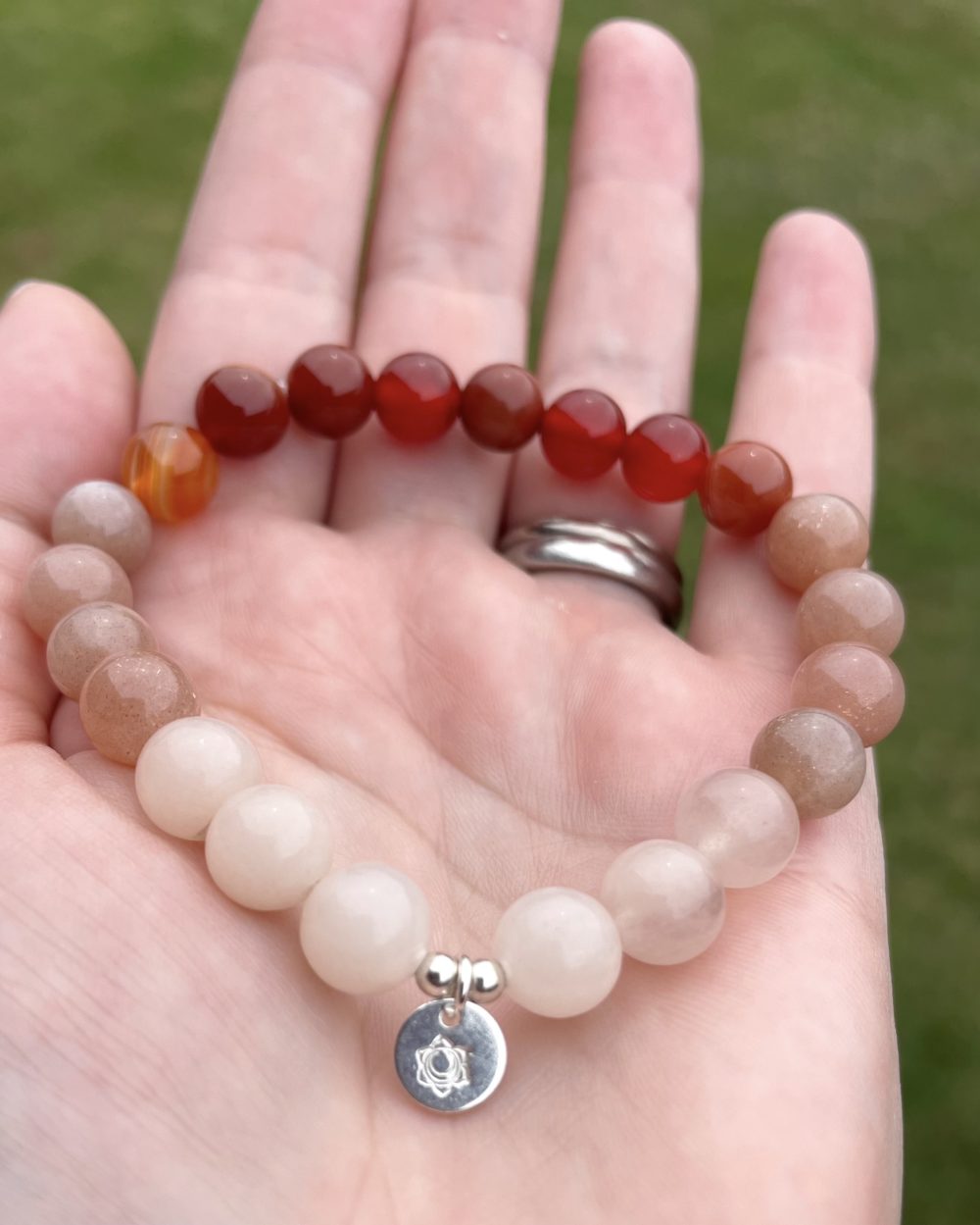 Svadhishthana Sacral Chakra Bracelet with Pink Aventurine, Carnelian, and Peach Moonstone - Image 3