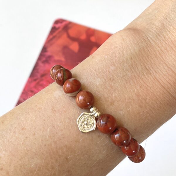 Muladhara Chakra Bracelet with Red Jasper, Smokey Quartz, and Obsidian