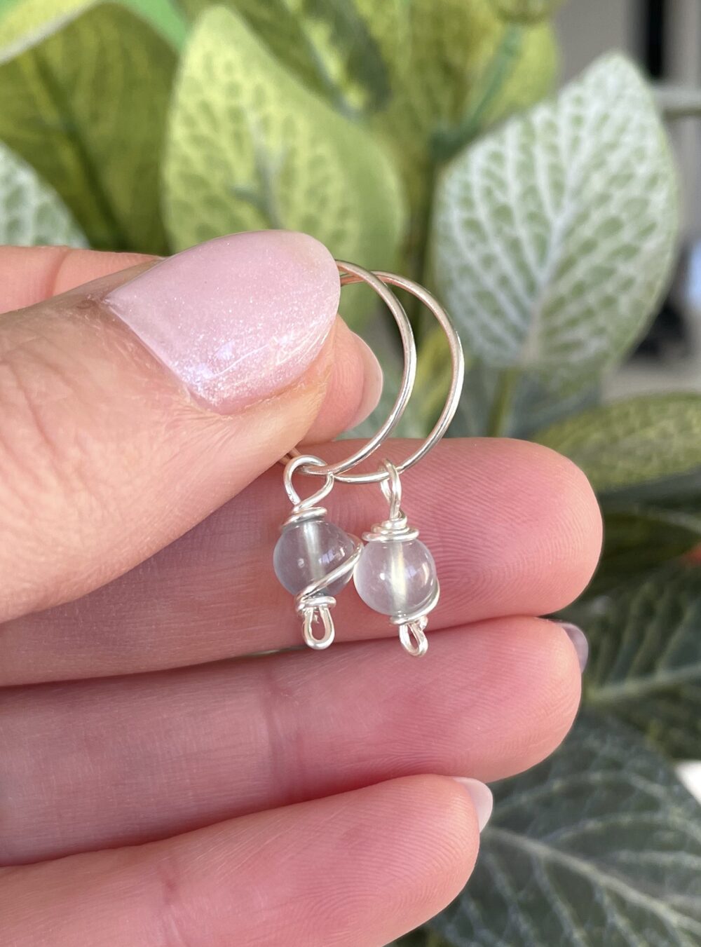 Aquamarine mini hoop earrings