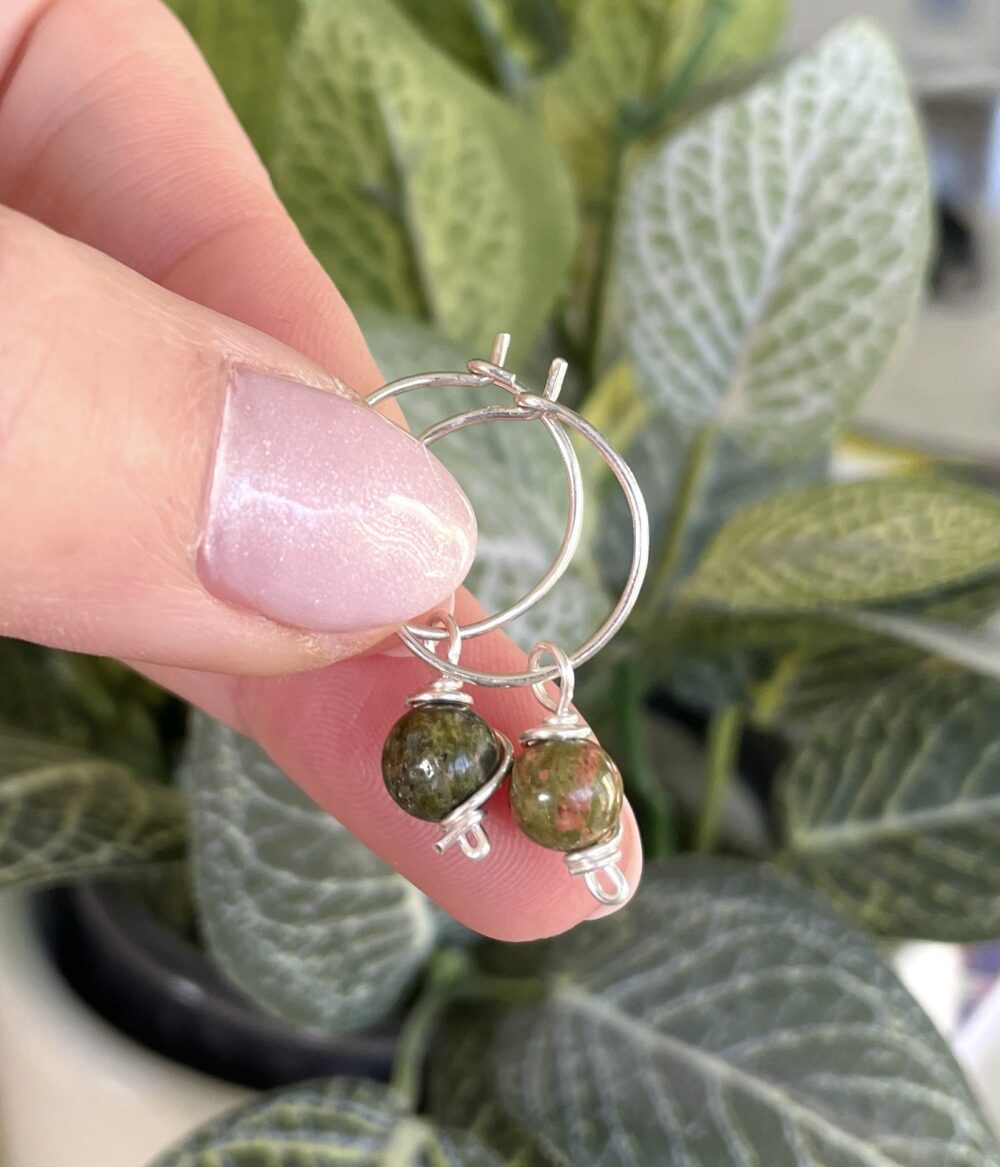 Unakite mini hoop earrings