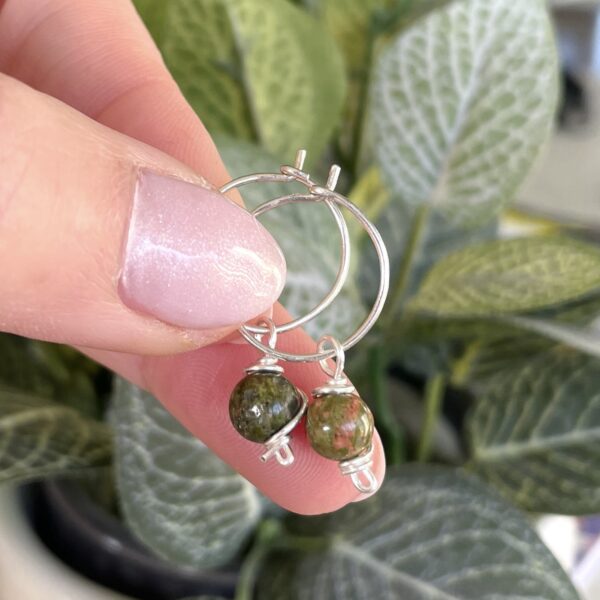 Unakite mini hoop earrings
