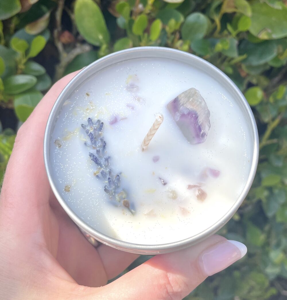 Reiki infused crystal candle