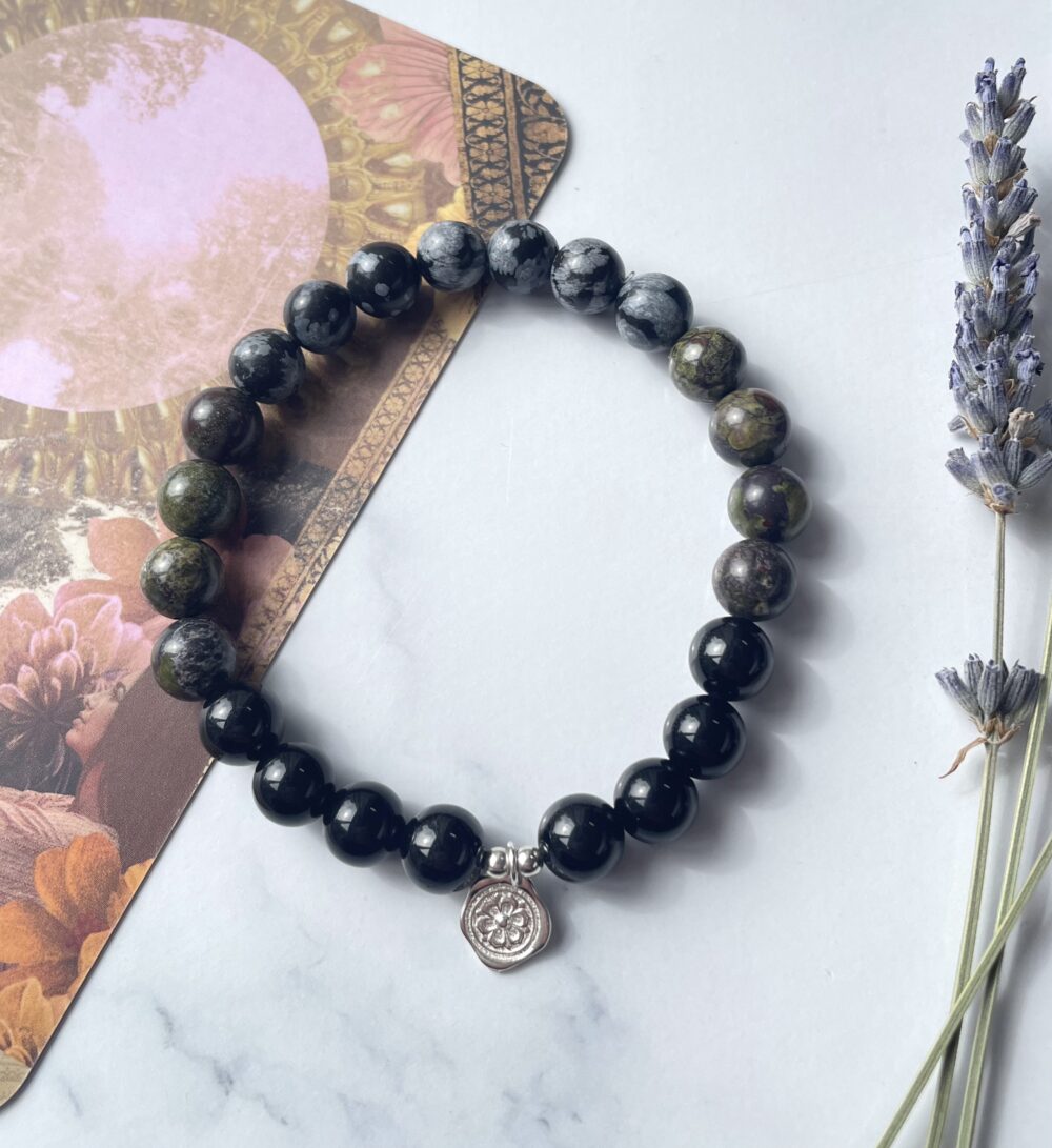 ‘Raksha’ Protection and grounding crystal healing bracelet
