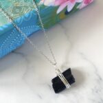 Black tourmaline raw wire wrapped pendant